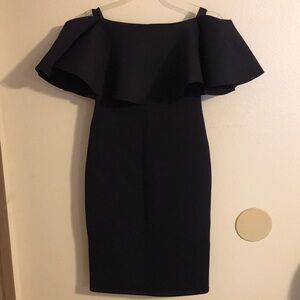 GIANN BINI Elegant Navy Off-Shoulder Dress